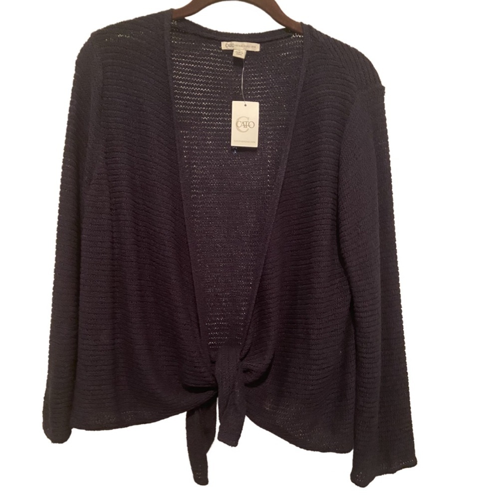 Cato Long Sleeve Drape Front Bolero Cardigan Topper Navy L New
